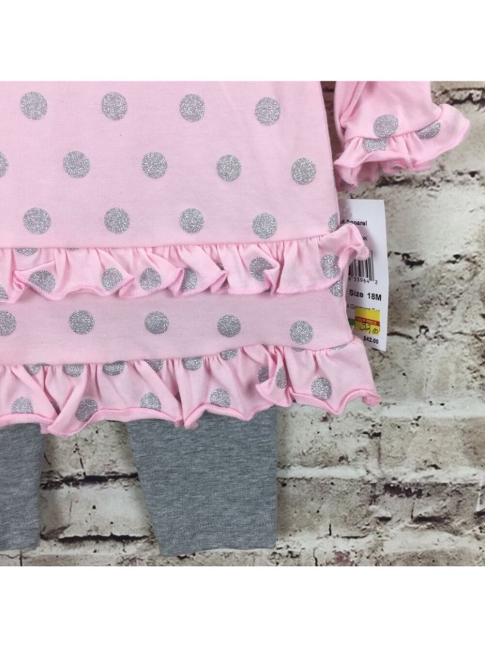 Goodlad Baby Girls Leggings Set 18M Pink Polka Dot Dress & Gray - Picture 4 of 5